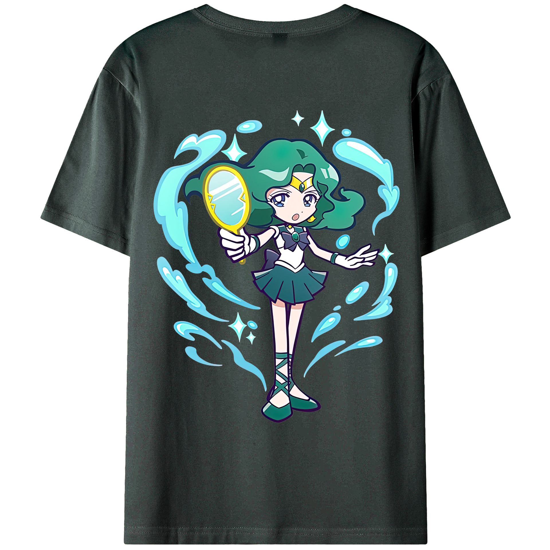 （画像用） 美少女戦士セーラームーン 海王 みちる（かいおう みちる） Sailor Moon Kaiou Michiru 綿100％ メンズ半袖Tシャツ（バックプリント） 通気性